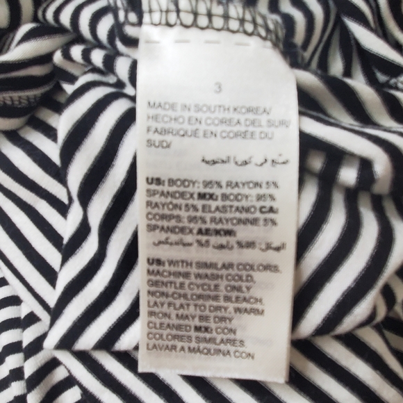 CHICO'S Black White Stripe High Low Knit Top Scoop Neck Sz 3 XL - Picture 6 of 6